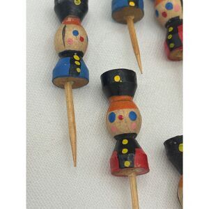 Vintage Wooden Hand Painted Mini Soldier Cupcake Cake Picks Lot of 11 Japan 60s